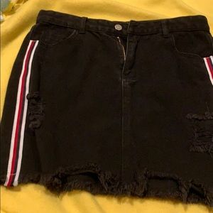Black denim skirt